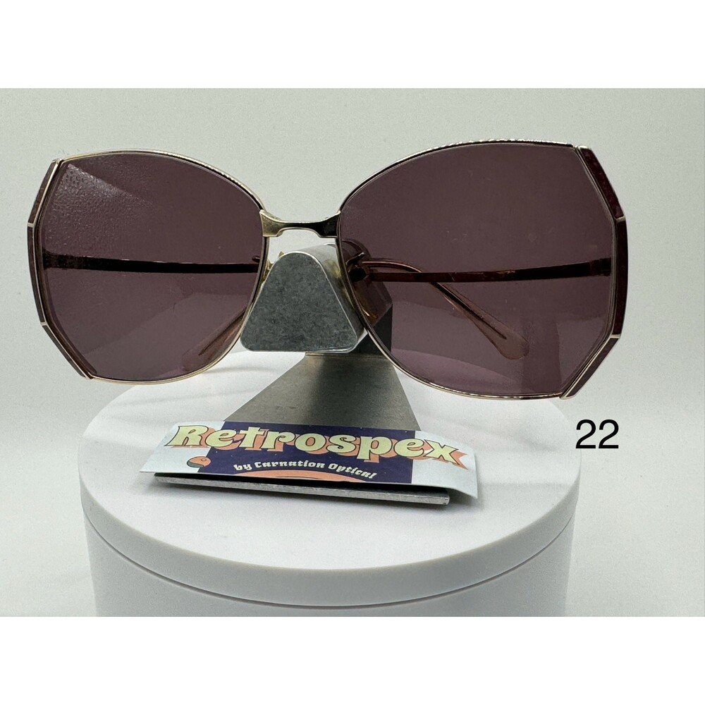 Vintage Oversize Sunglasses NOS Purple Sun Lens Burgundy/Gold Frame 1970s-1980s